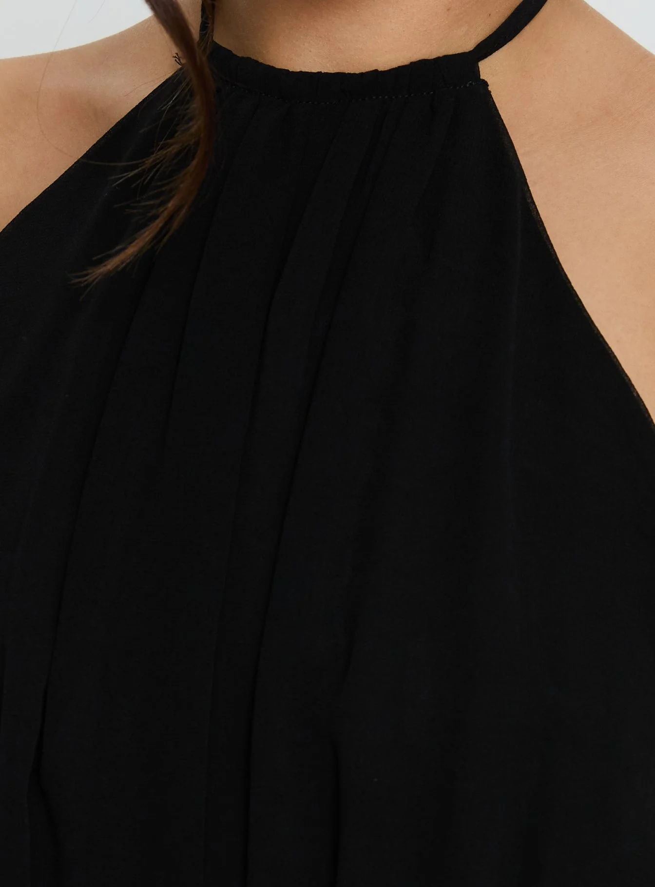 Emira Backless Tie Neck Top Black