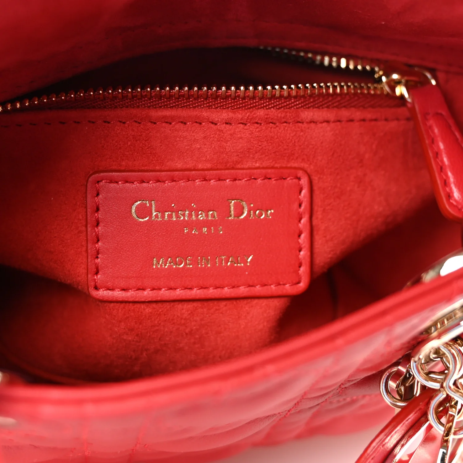 Calfskin Cannage Dioramour Mini Lady Dior Bag Bright Red - Top Club