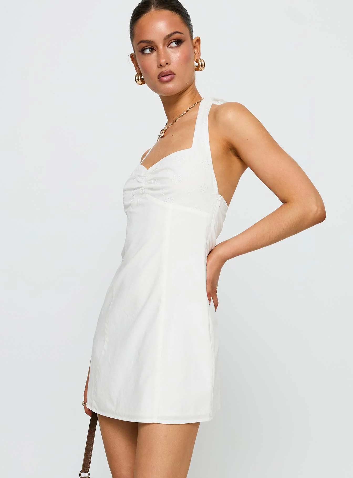 Journey On Halter Mini Dress White