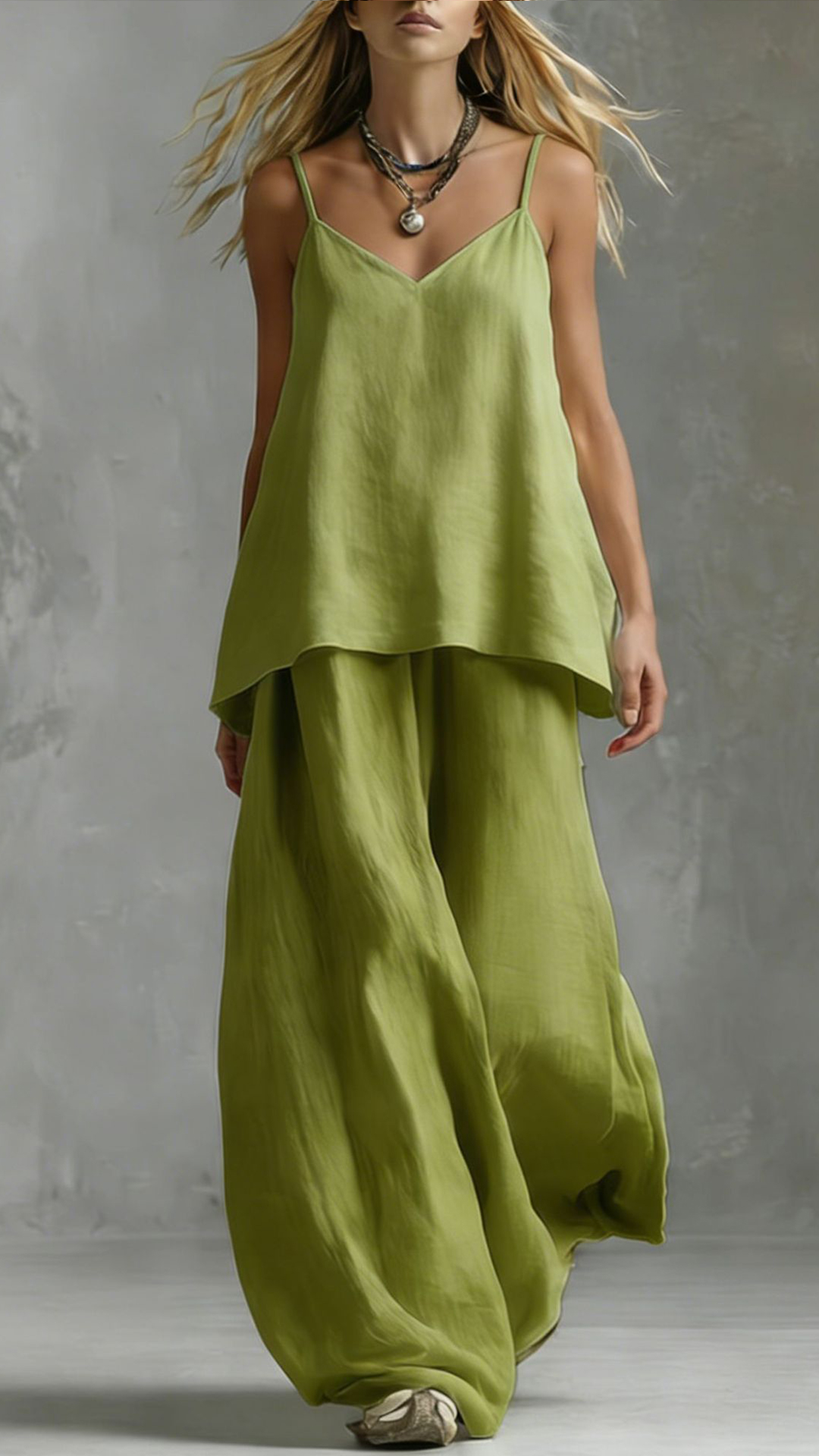 Women's Cotton-Blend Textured Cami and Wide-Leg Pants Set - Nordfashionstorm - Women's Clothing, Fashion for You - Nordfashionstorm.com