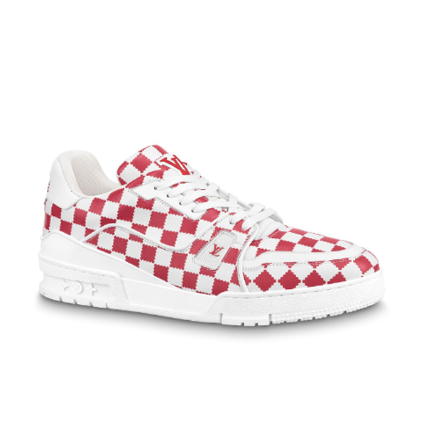LOUIS VUITTON TRAINER SNEAKER RED WHITE DAMIER   LVS044 - Sneaker Replica Workshop