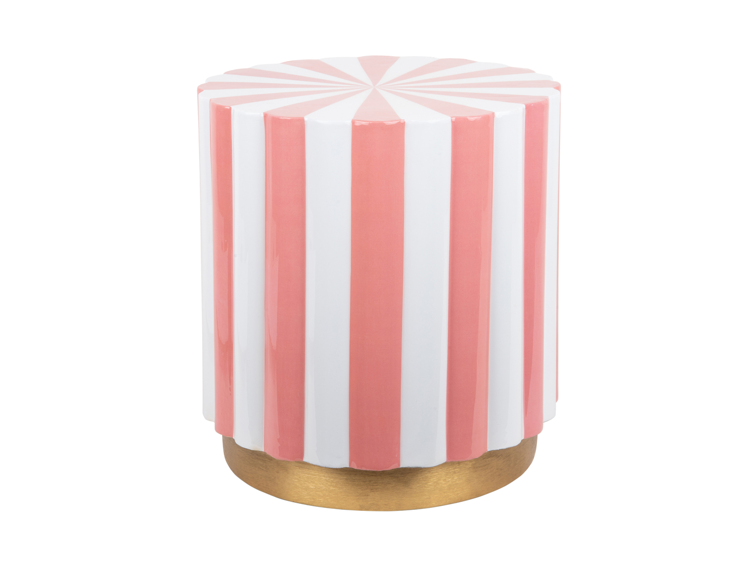 Stool Candy Swirl enamel flamingo pink & white