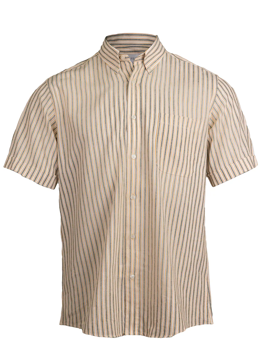 Chemise estivale homme coton rayé vert