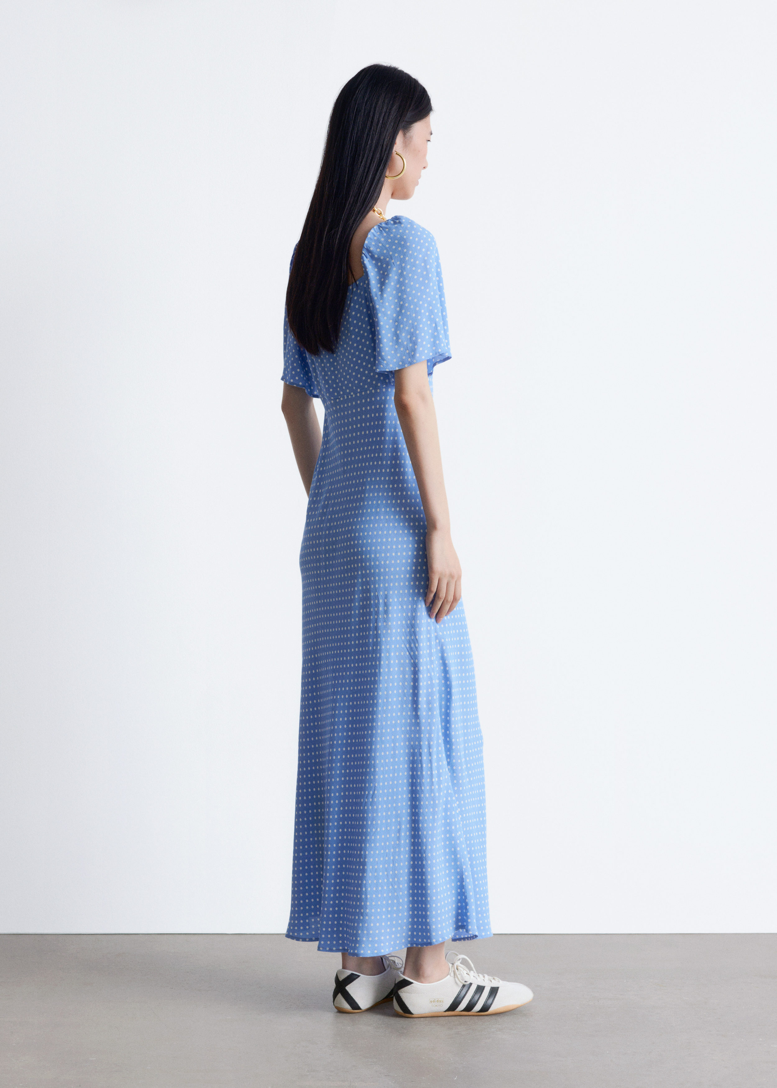 & Other Stories FLUTTER-SLEEVE MIDI DRESS