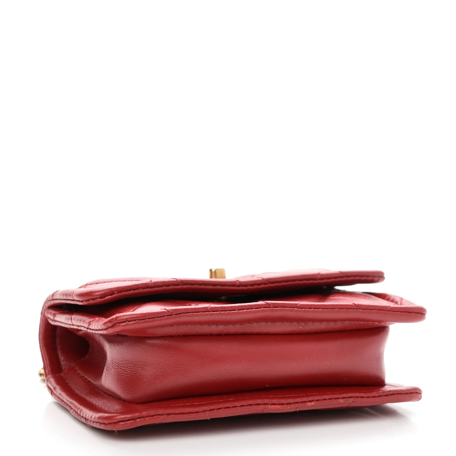 Shiny Lambskin Quilted Extra Mini Flap Red - Top Club