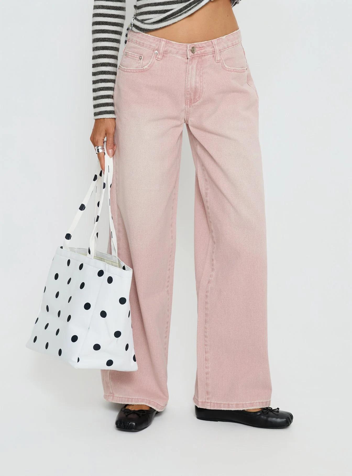 Lucky Dip Mid Rise Straight Leg Jeans Washed Pink