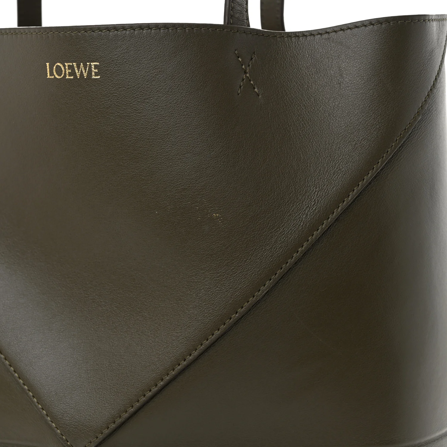 Shiny Calfskin Medium Puzzle Fold Tote Umber - Top Club