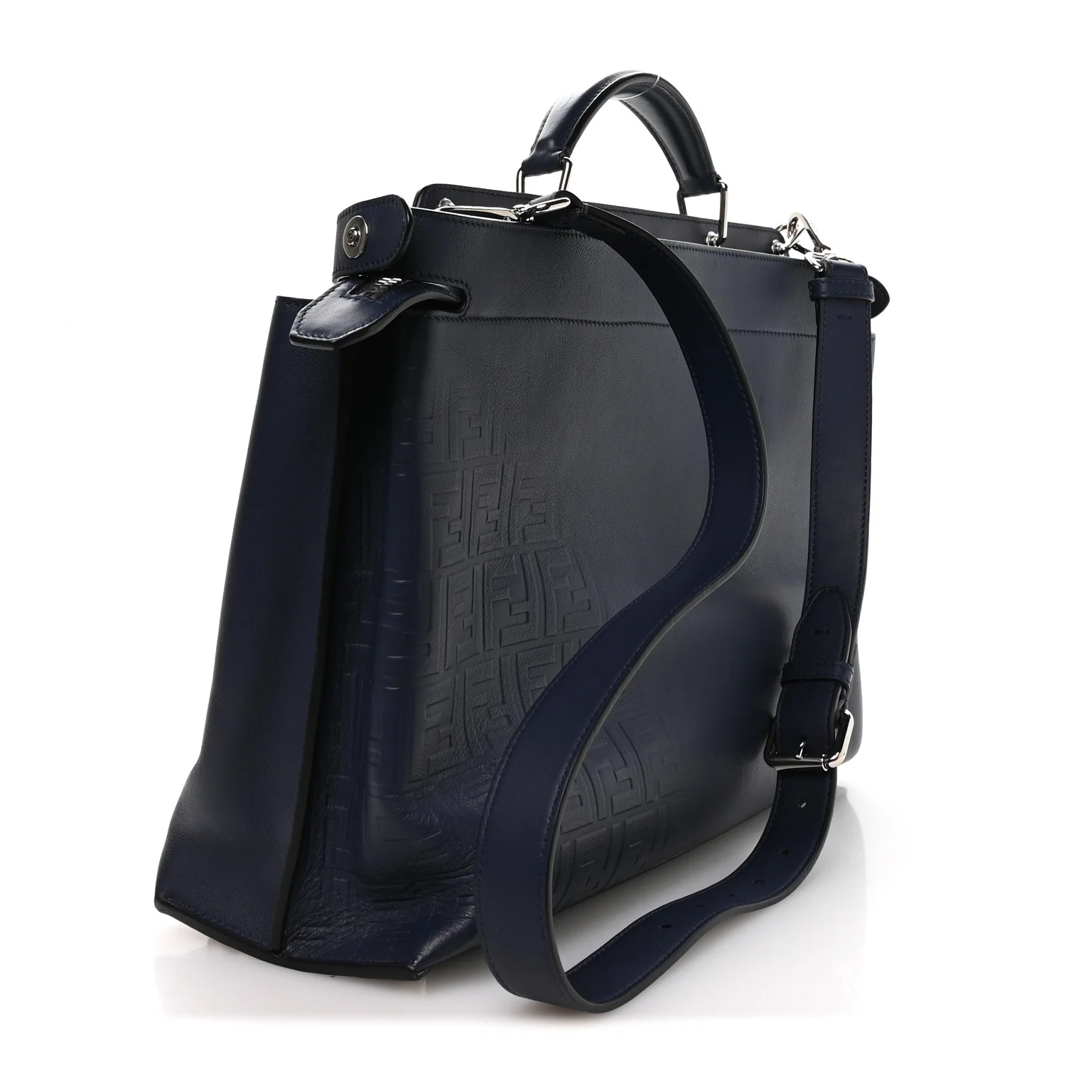 Calfskin Embossed Large Peekaboo Iconic Fit Satchel Blueberry - Top Club