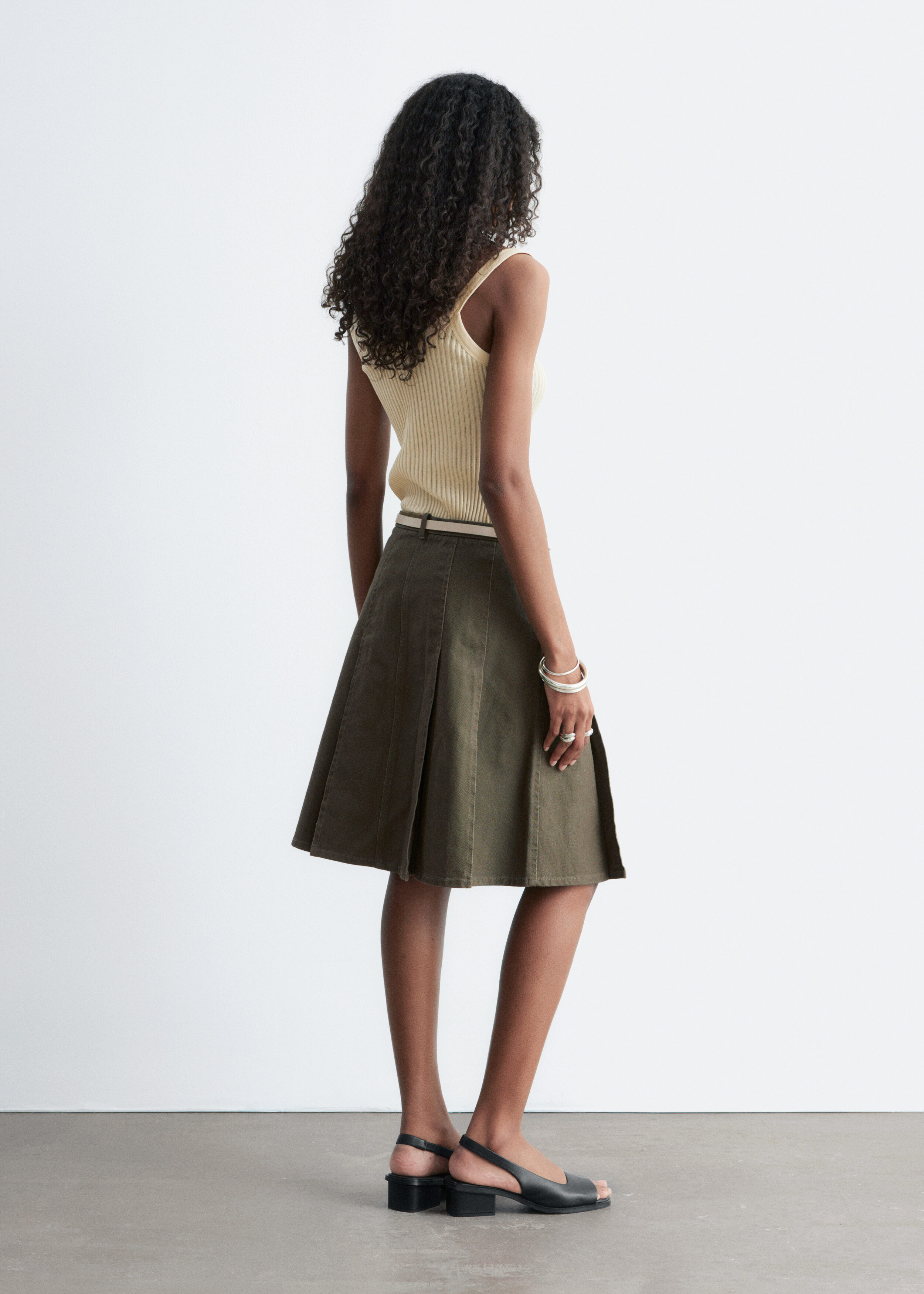 & Other Stories PLEATED COTTON MIDI SKIRT
