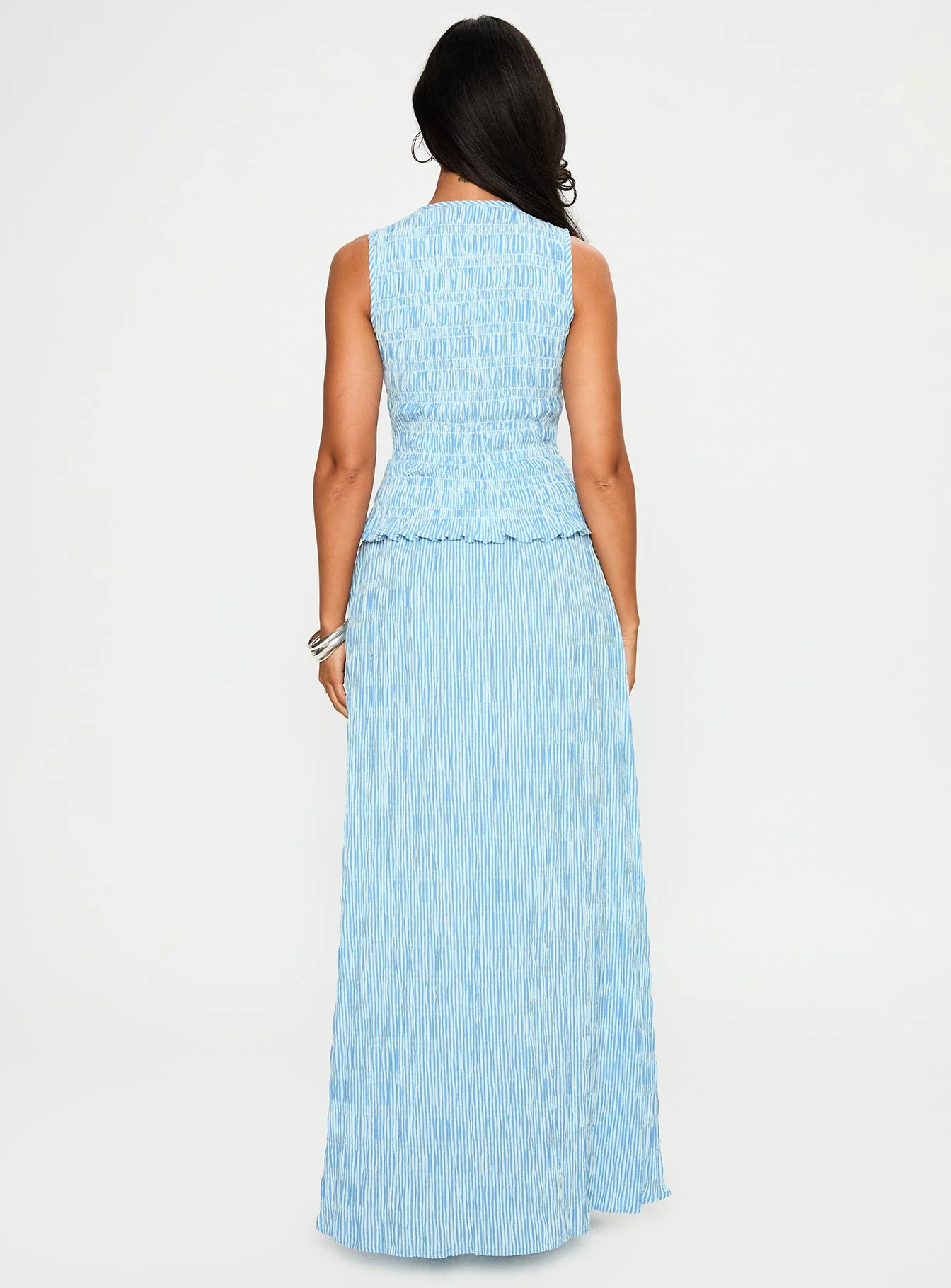 Songbird Shirred Maxi Dress Blue