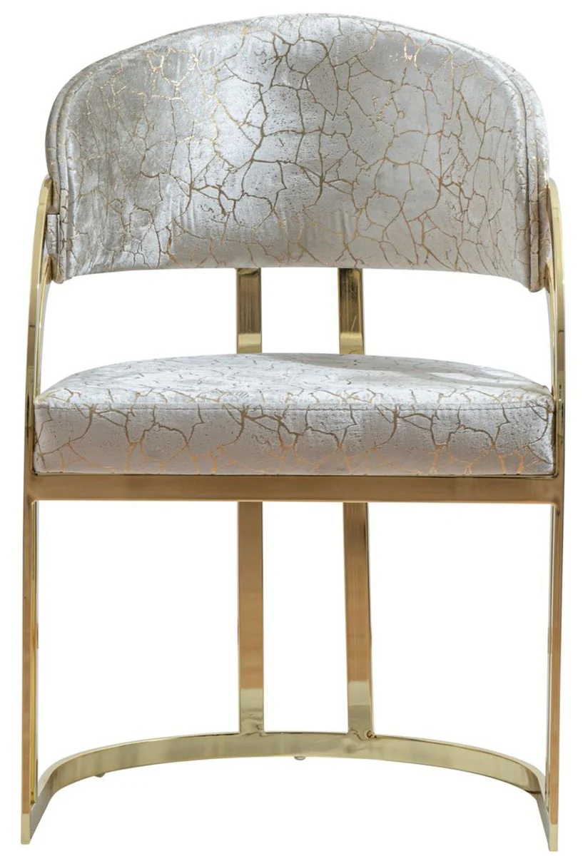 Luxury dining room chair set of 6 with armrests silver / gold H. 88 cm