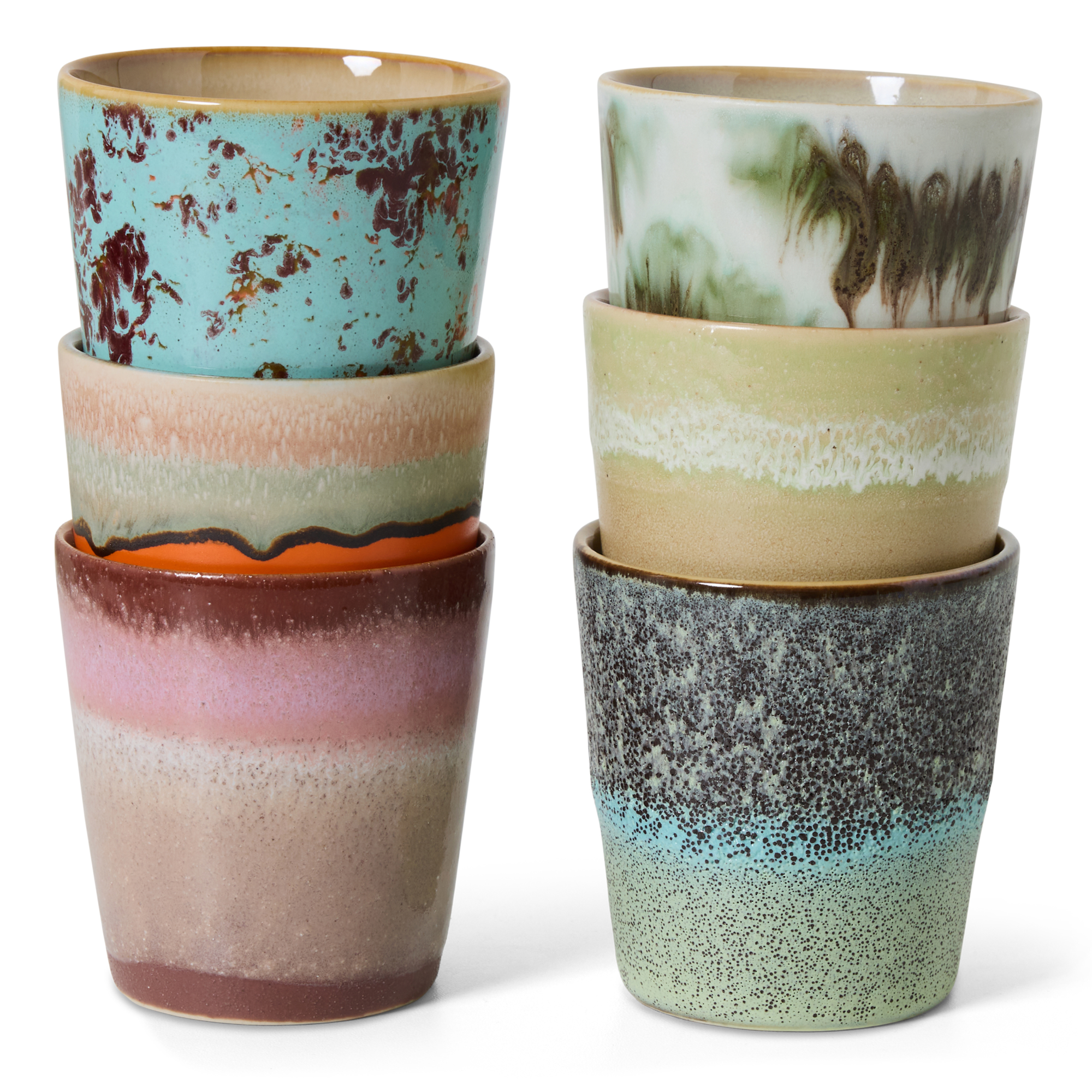 Servies 70's Ceramics koffie mok Surreal - set van 6