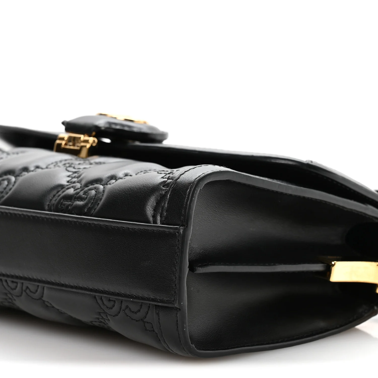 Calfskin GG Matelasse Small Flap Shoulder Bag Black Natural - Top Club