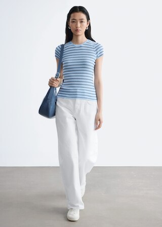 & Other Stories STRIPED RIB-KNIT T-SHIRT