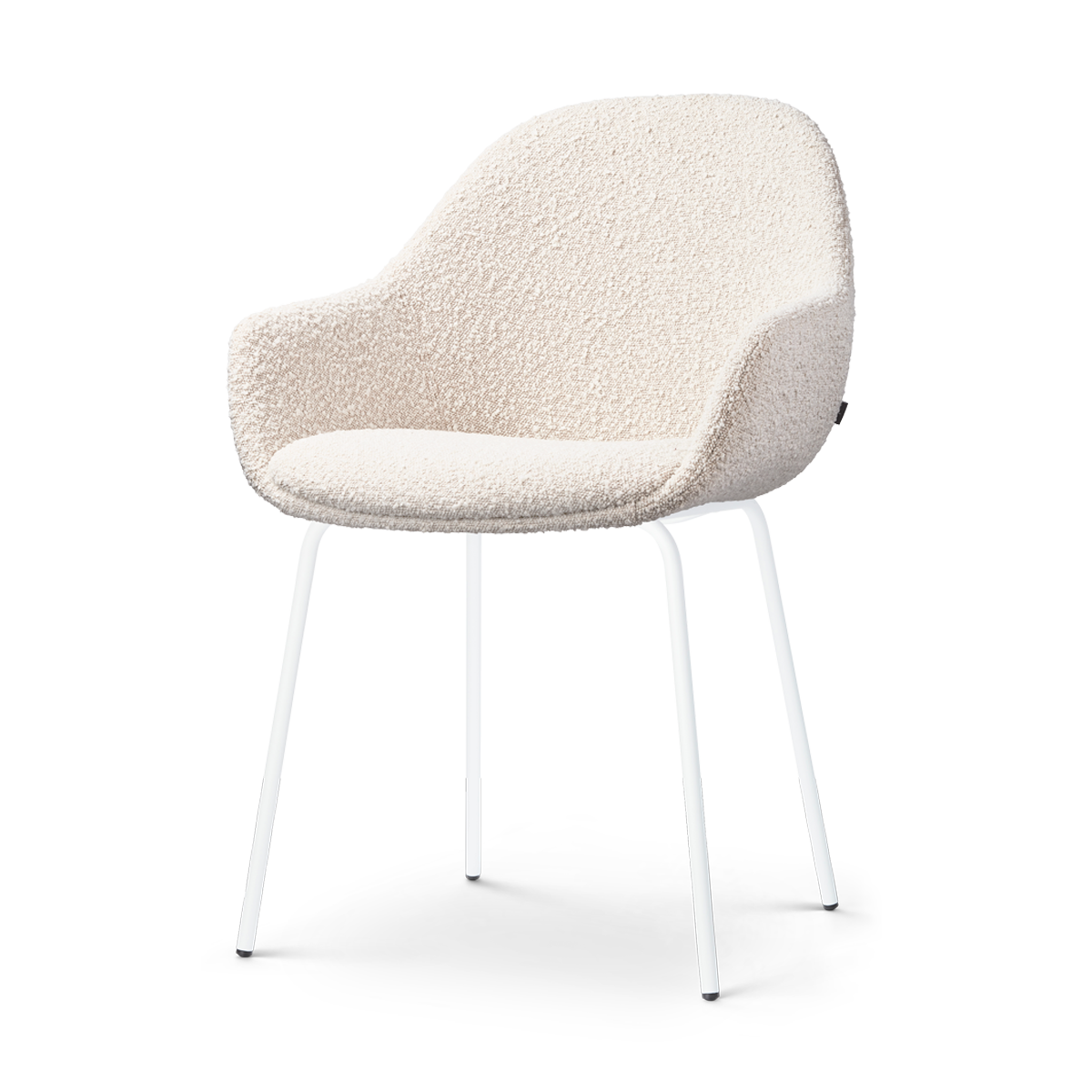 Eetkamerstoel Nora-Mae bouclé beige - wit onderstel