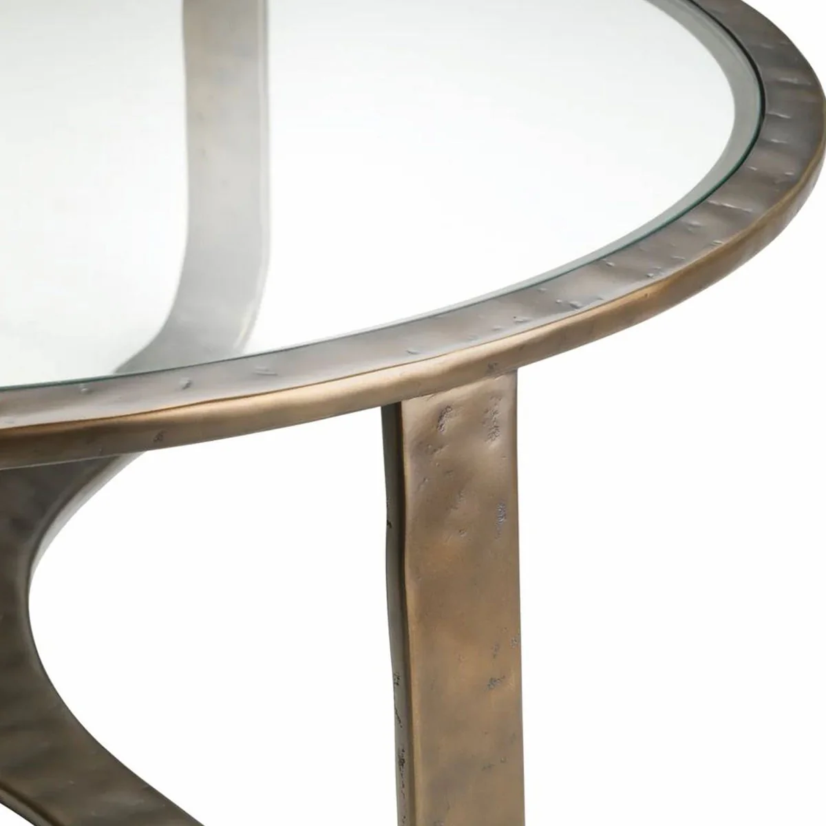 Luxury aluminum coffee table with glass top bronze Ø 102 cm - living room furniture