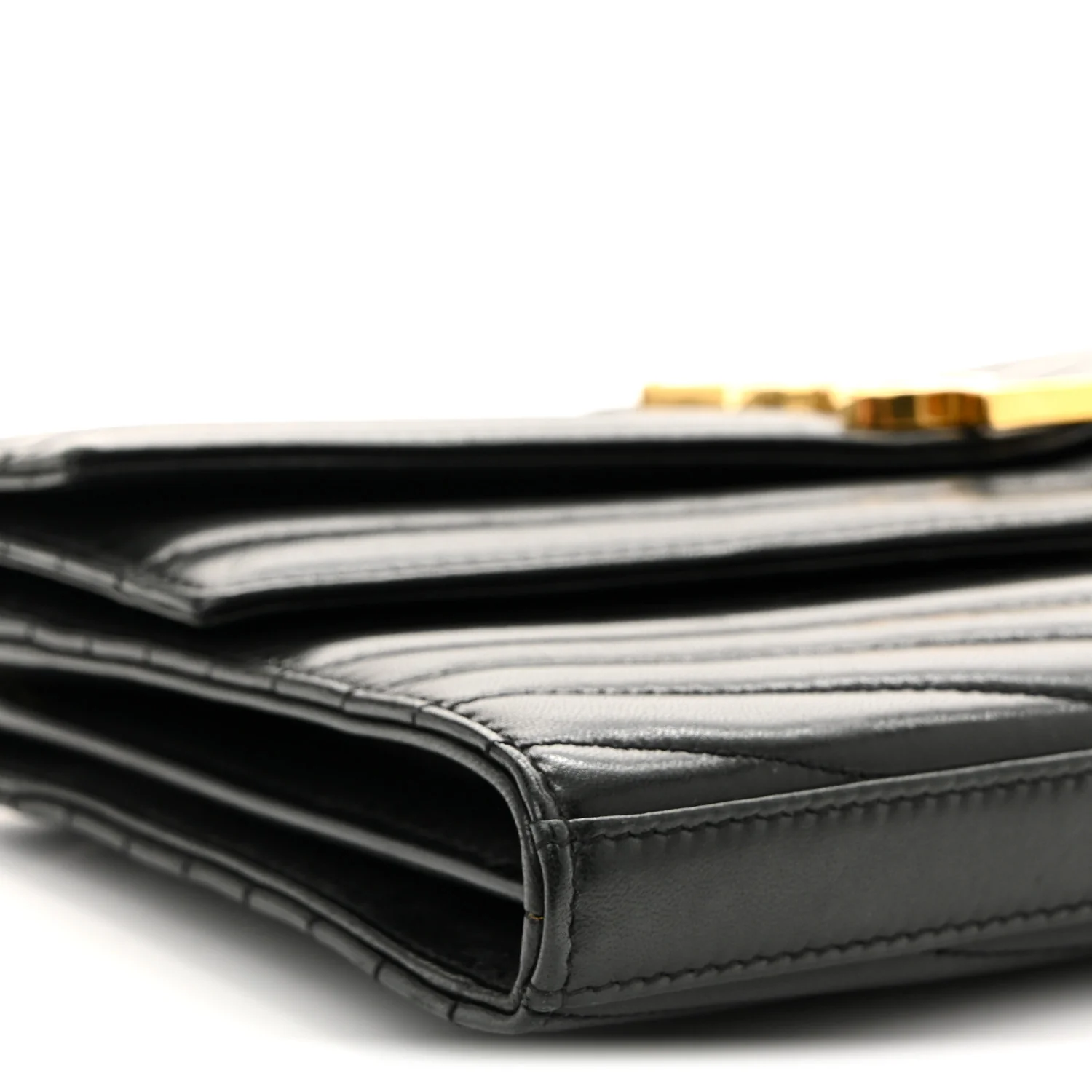 Lambskin Matelasse Chevron Monogram Sulpice Chain Wallet Black - Top Club