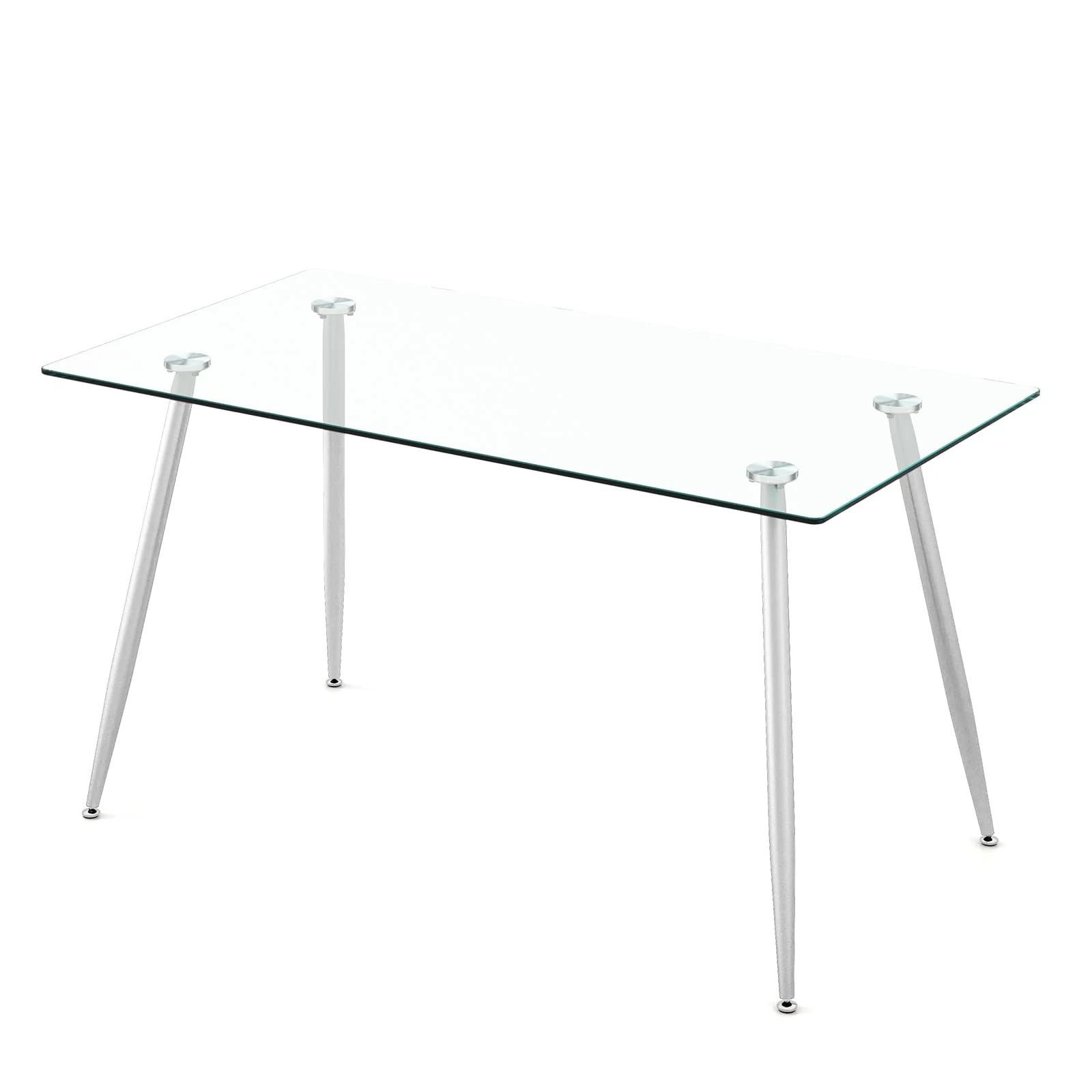 BEFOUNDLOVELY Glass Dining Table, Modern Rectangular Table with Spacious Tempered Glass Tabletop
