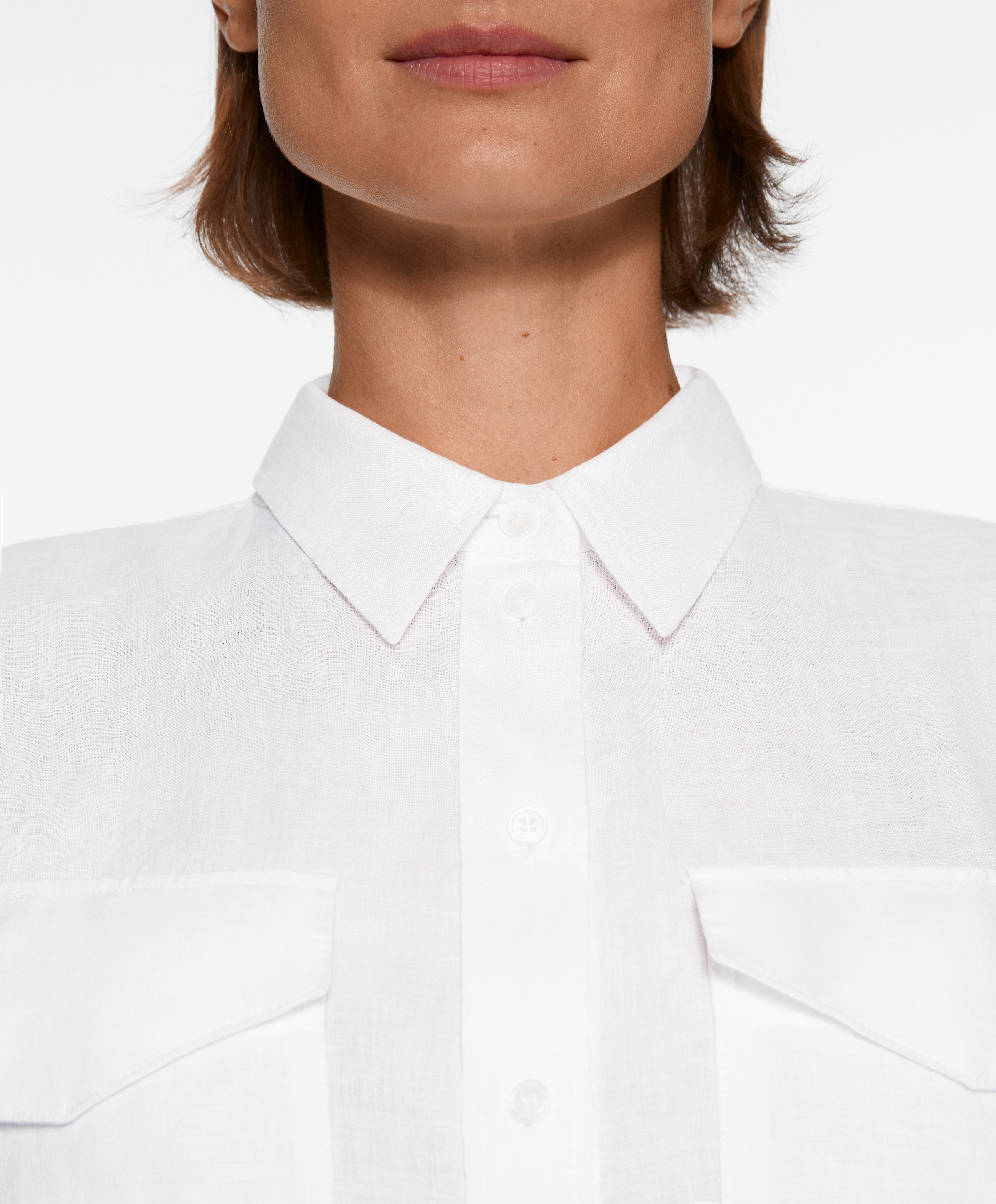 OYSHO 100% linen long-sleeved utility shirt