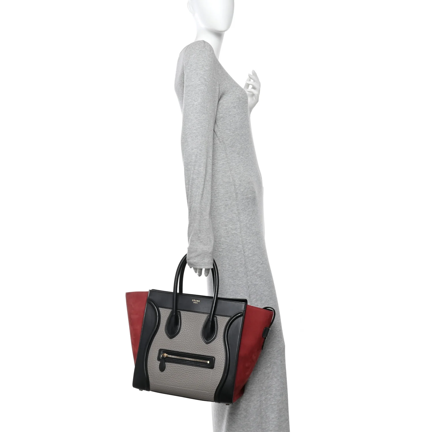 Bullhide Calfskin Suede Mini Tri-Color Luggage Dark Ruby