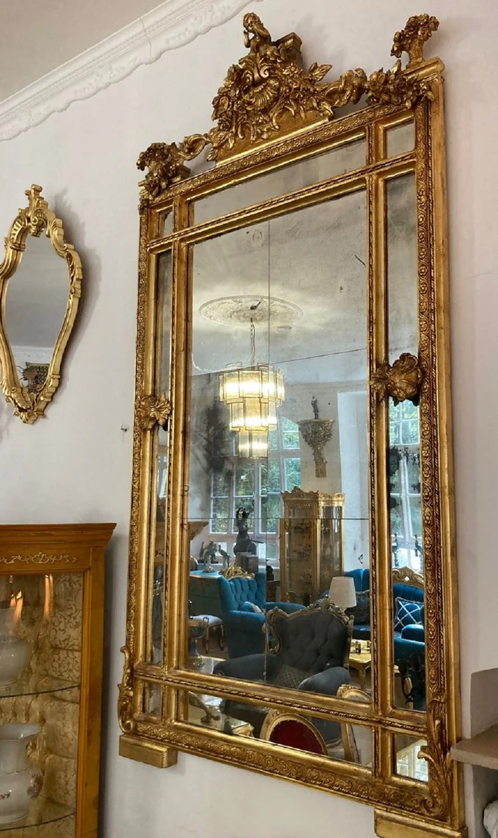 Baroque mirror gold / antique mirror glass - Rectangular wall mirror with elegant decorations - Baroque wardrobe mirror - Baroque style wall mirror - Baroque furniture - Noble & magnificent