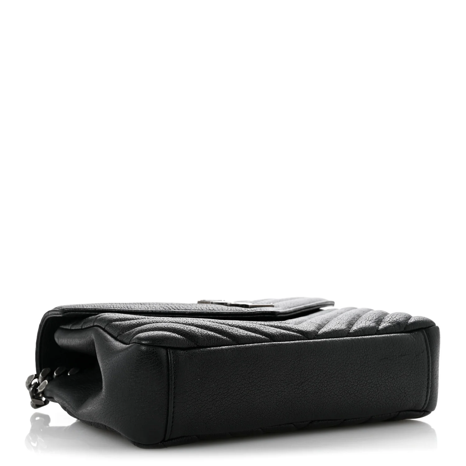 Sheepskin Matelasse Chevron Monogram Medium College Bag Black - Top Club
