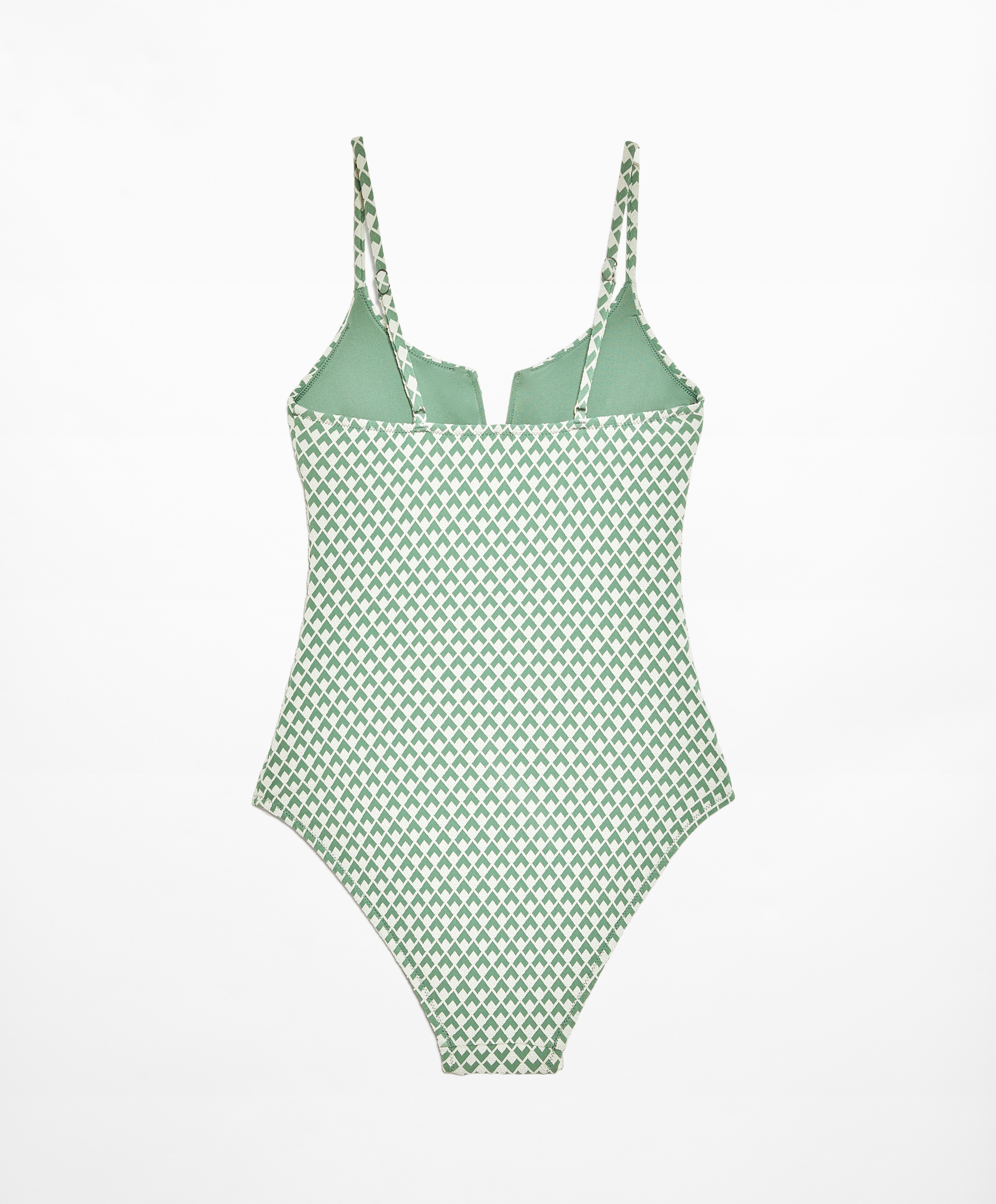 OYSHO Geometric jacquard V-neck swimsuit