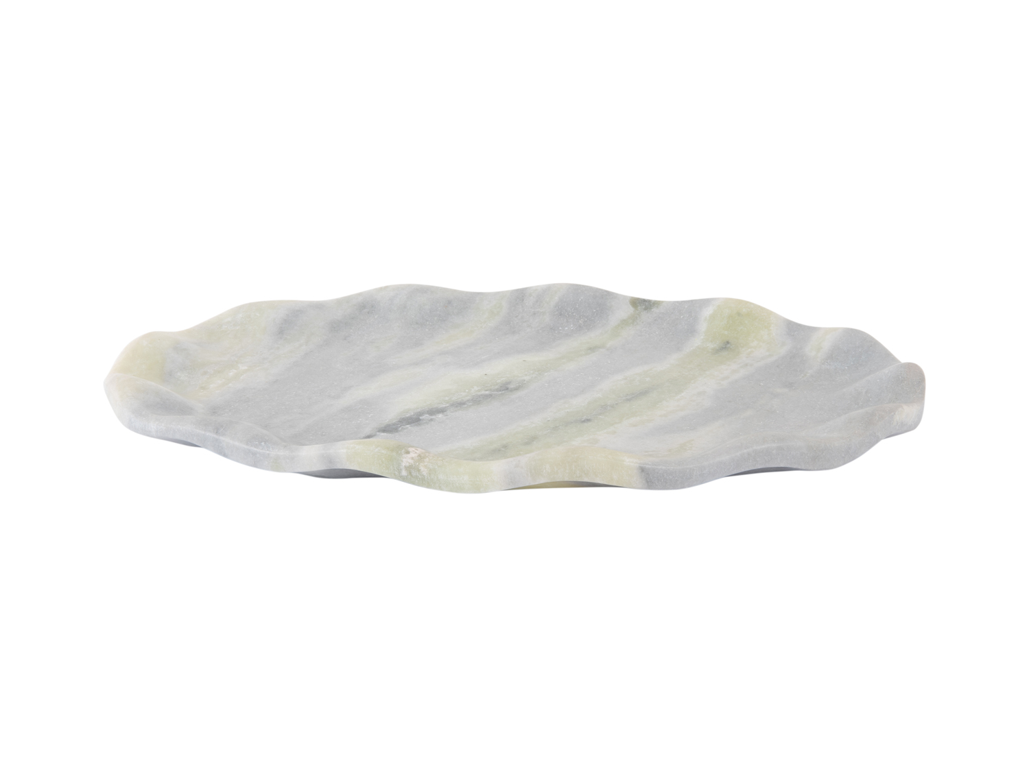 Tray Waved oval medium marble himalayan green