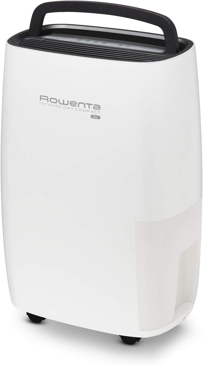 Rowenta Intense Dry Compact DH4236 deumidificatore da 16 litri con modalità automatica di deumidificazione con 3 programmi, funzione Linen Dry, filtro, compatto, silenzioso, colore bianco