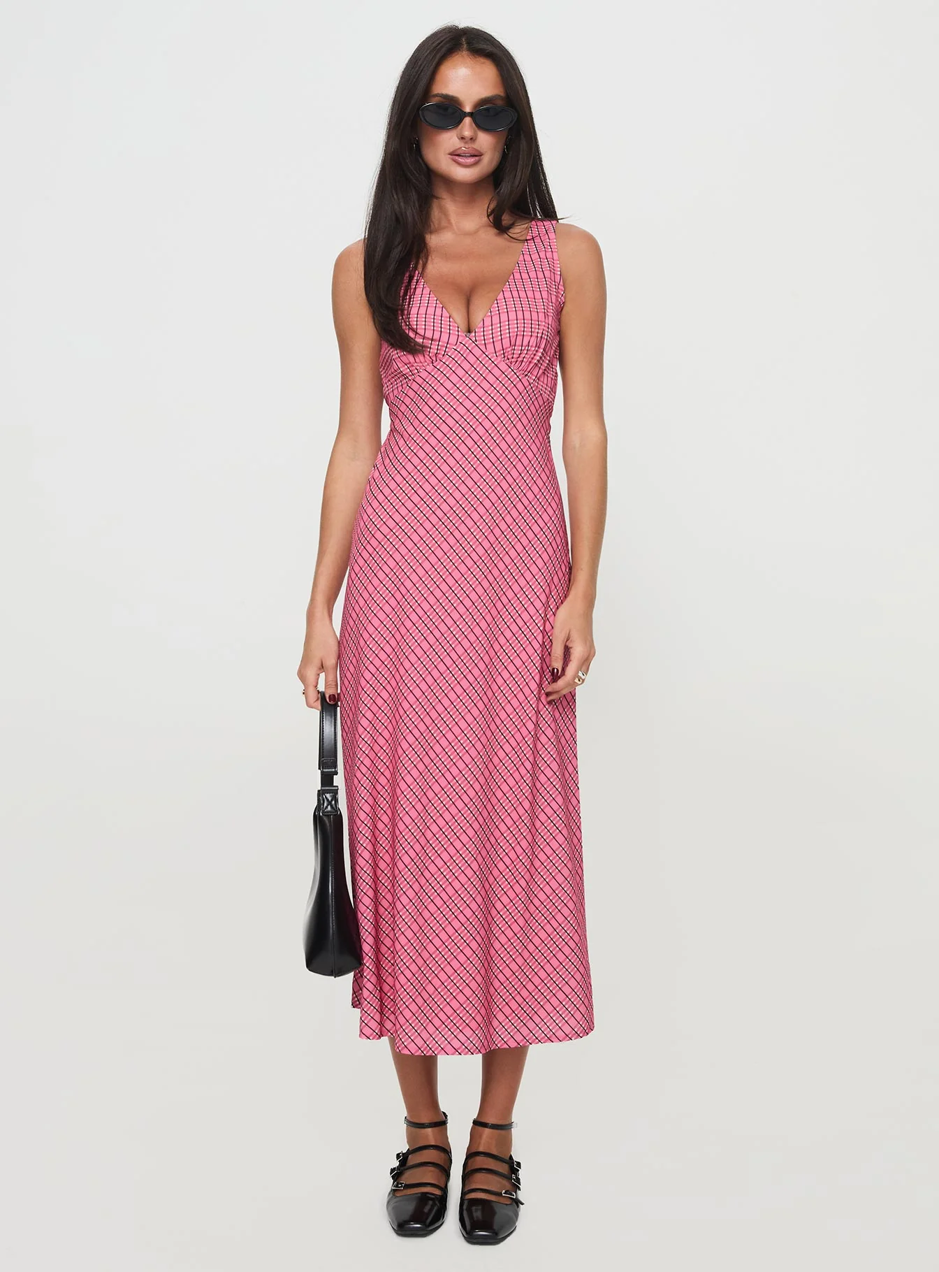 Nellie Midi Dress Pink Check