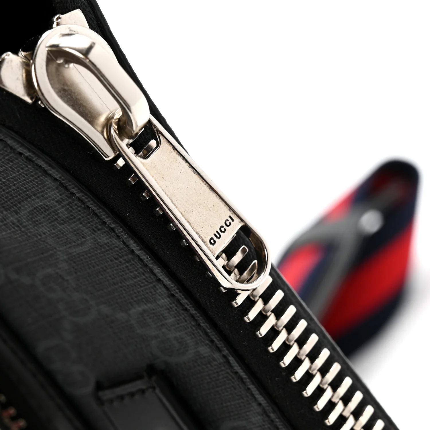 GG Supreme Monogram Web Small Flat Messenger Bag Black Grey - Top Club