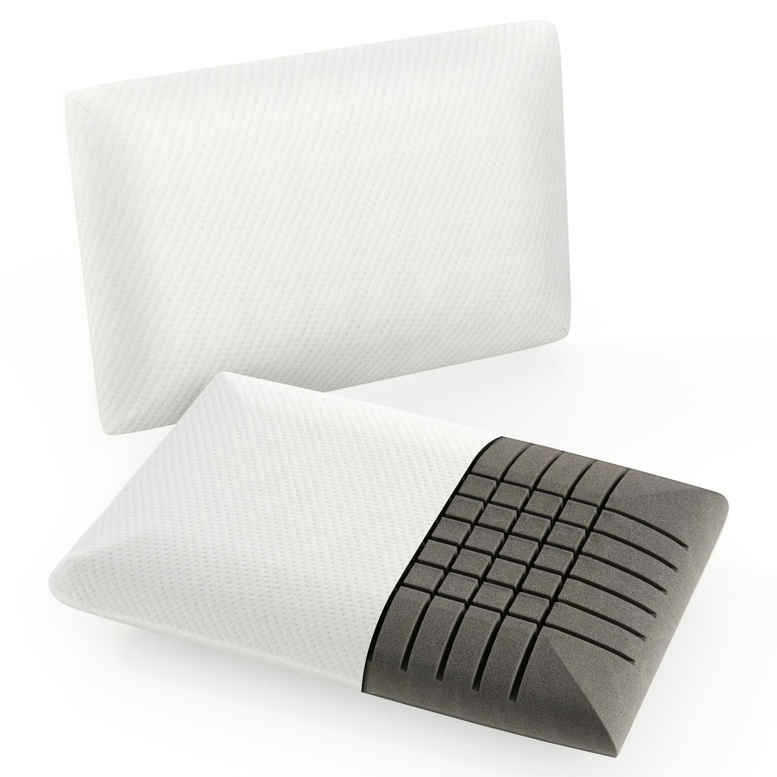 BEFOUNDLOVELY Charcoal Memory Foam Pillows Set of 2（Charcoal Memory Foam）