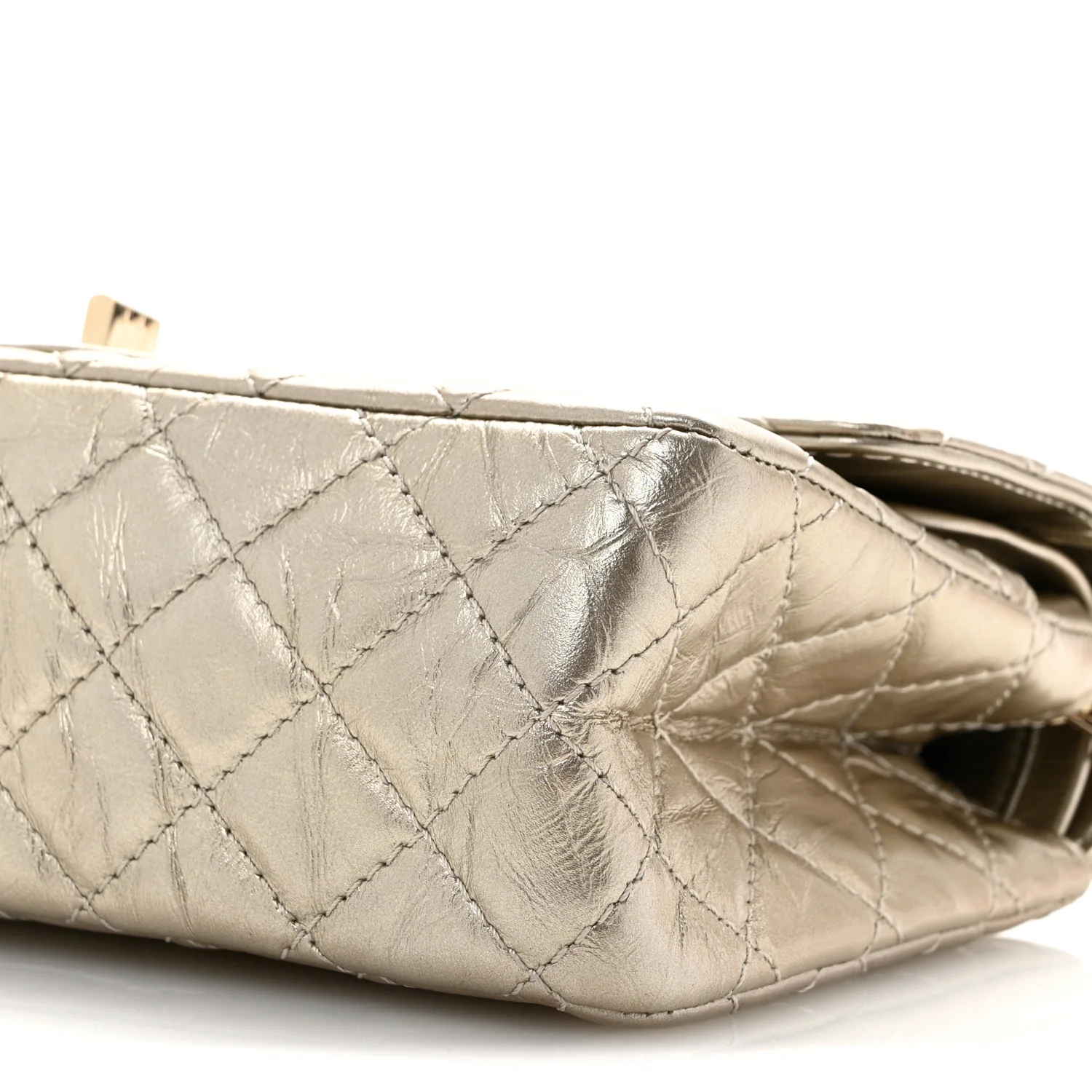Metallic Aged Calfskin Quilted 2.55 Reissue 225 Flap Pale Gold - Top Club