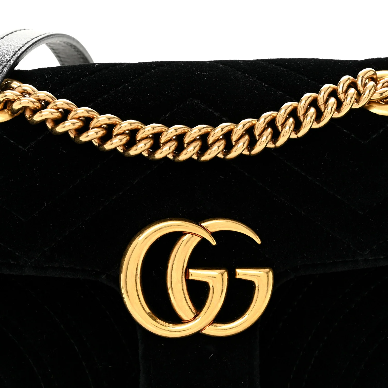 Velvet Matelasse Mini GG Marmont Shoulder Bag Black - Top Club