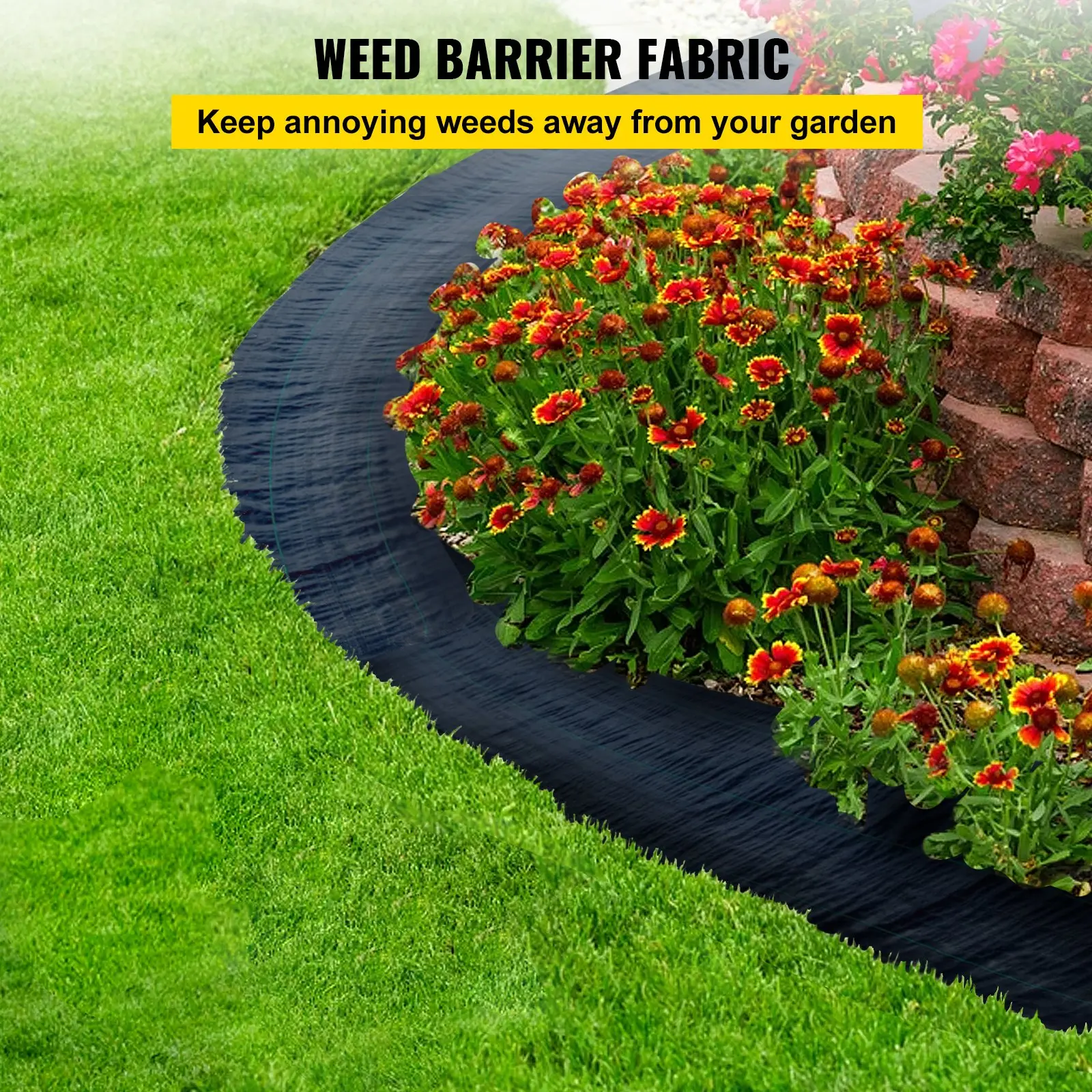 【Summerfinds】VEVOR Premium Heavy-Duty Woven Weed Barrier Fabric High Permeability Garden Weed Control Fabric for Flower Beds & Geotextile Underlayment, Landscape Fabric