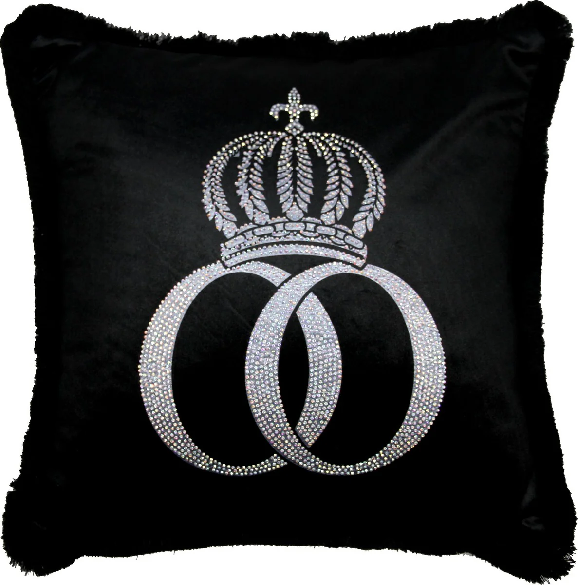 Harald Glööckler luxury decorative cushion Pompöös by black / silver crown deluxe with rhinestones - Glööckler cushion