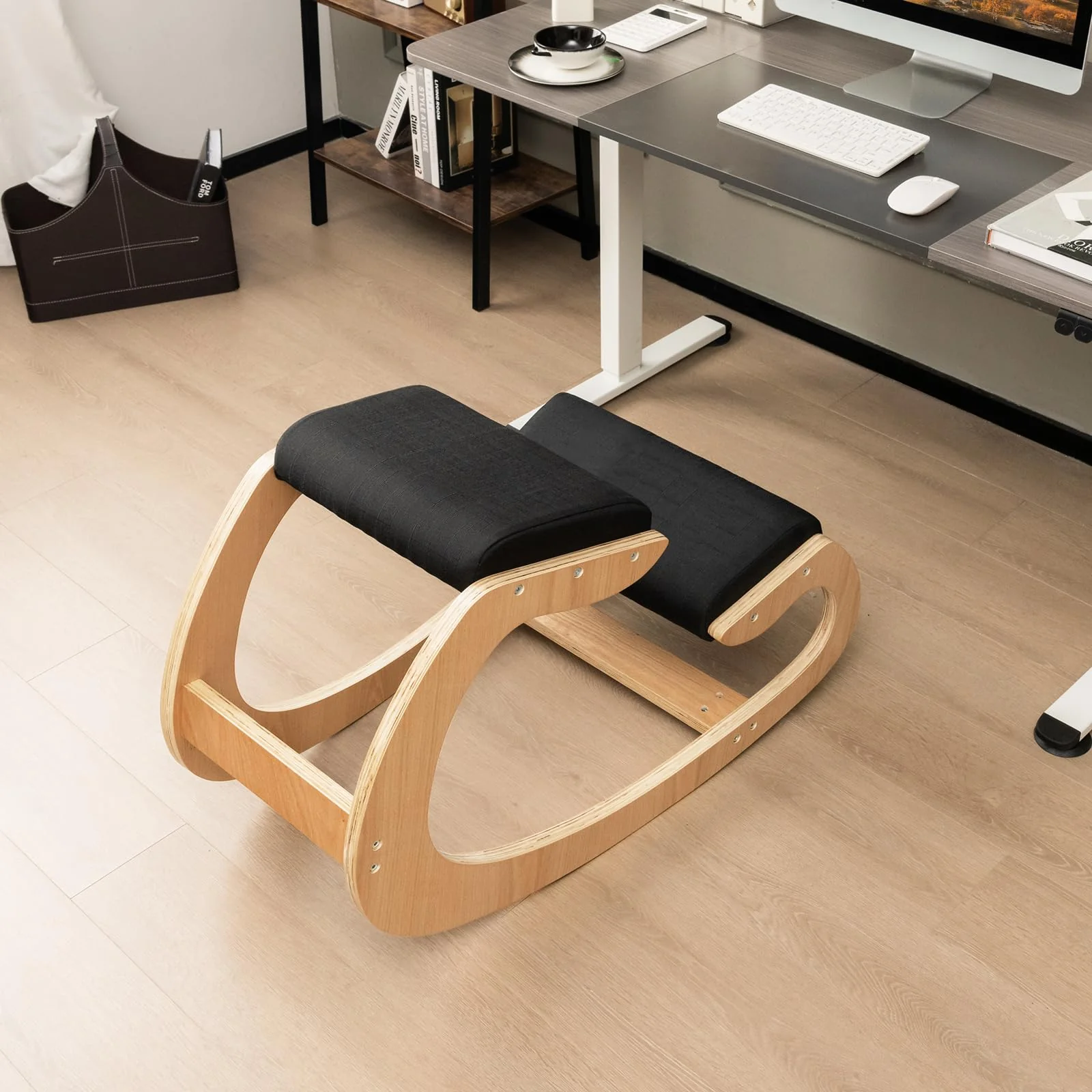BEFOUNDLOVELY Ergonomic Kneeling Chair, Posture Chair for Desk with Cushion, Solid Wood Frame