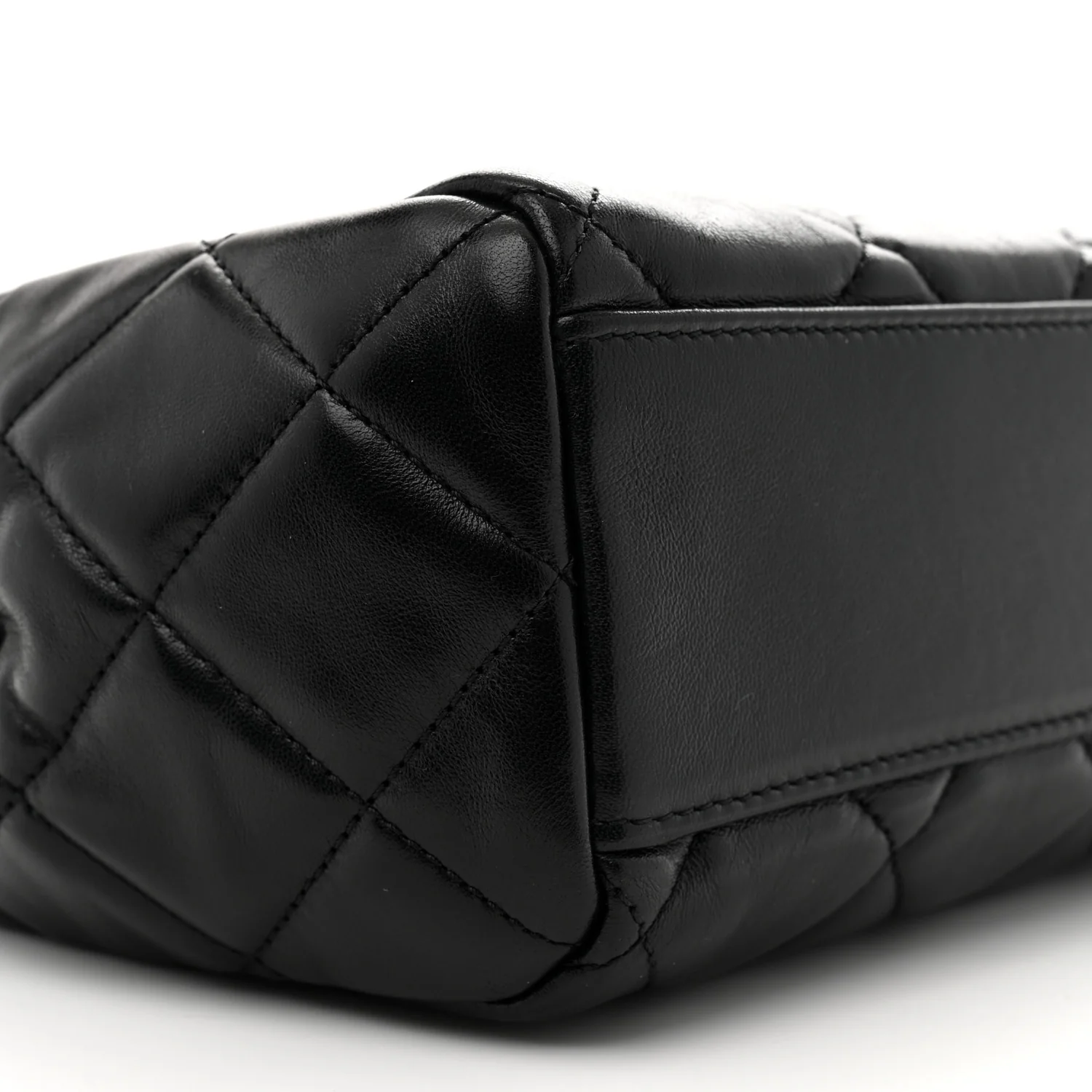 Shiny Calfskin Quilted Fancy Jewel Tote Bag Black - Top Club