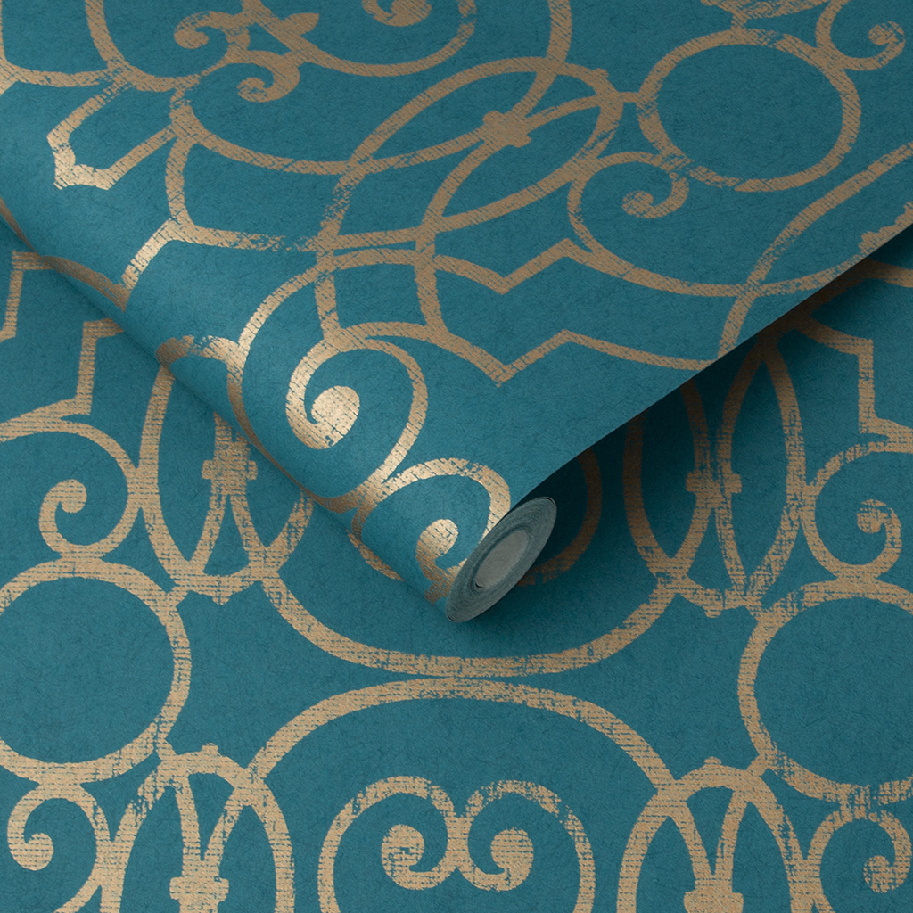 Graham & Brown  vliesbehang  Shoji Teal Graham & Brown  vliesbehang  Shoji Teal