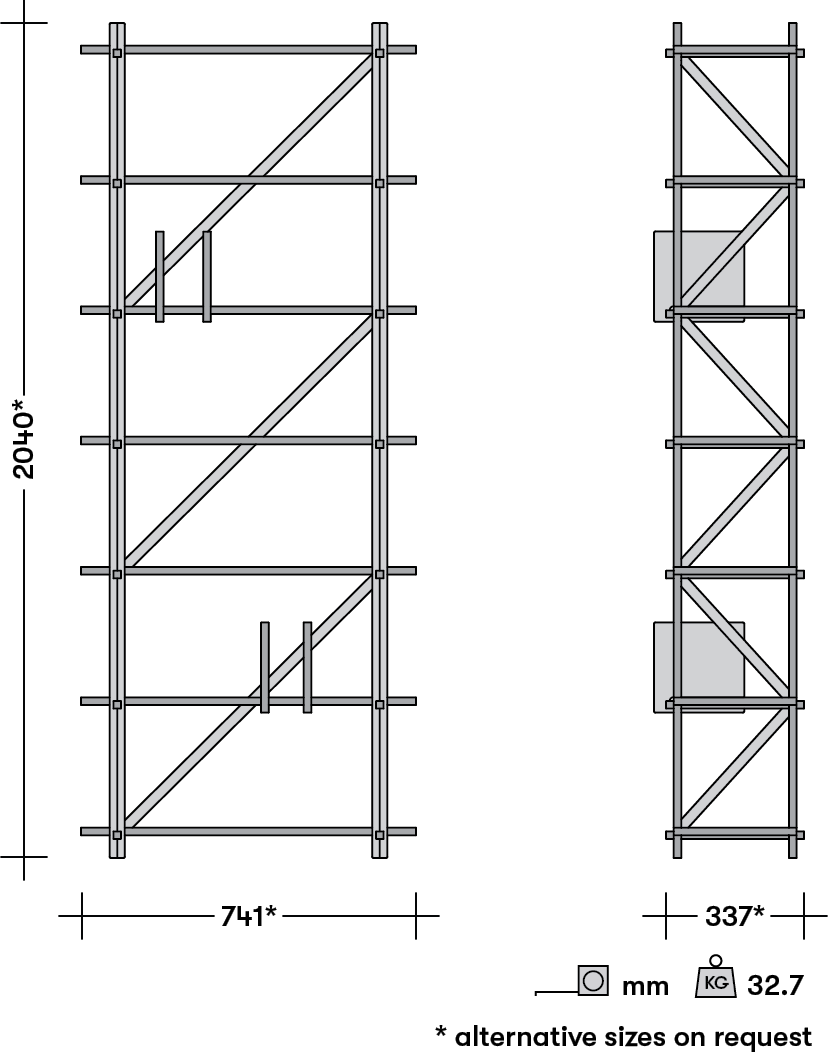Wandkast KiloMeter hoog Softgrey
