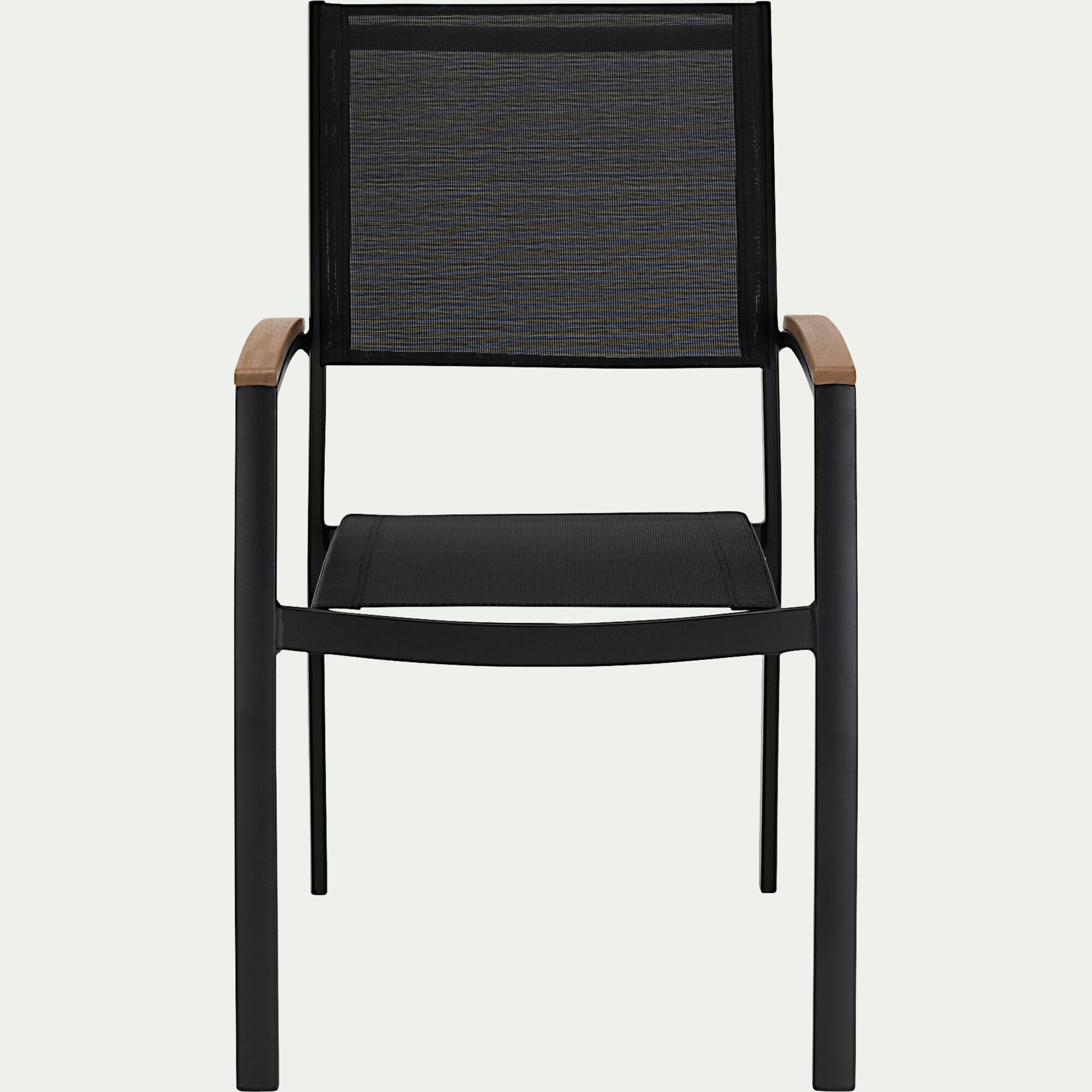 DOLE - Chaise de jardin empilable avec accoudoirs en aluminium - noir