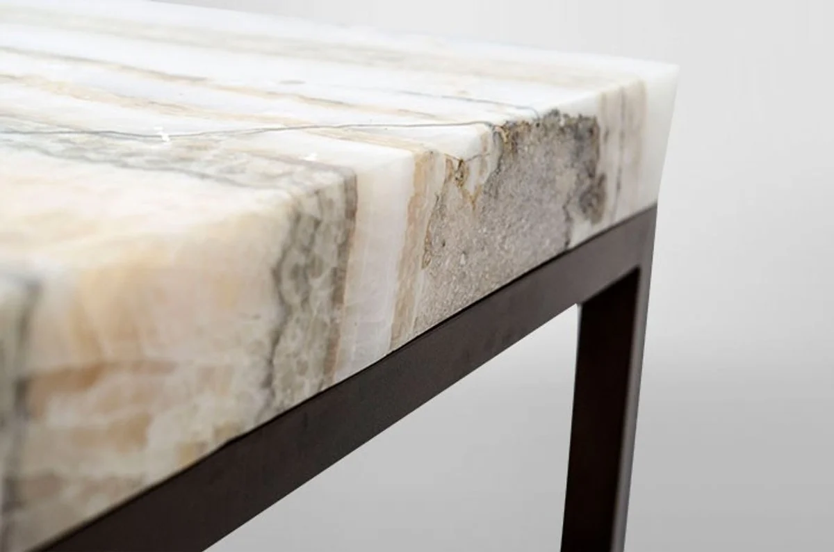 Art Deco side table onyx / metal 80 x 50 cm - Art Nouveau table - furniture coffee table