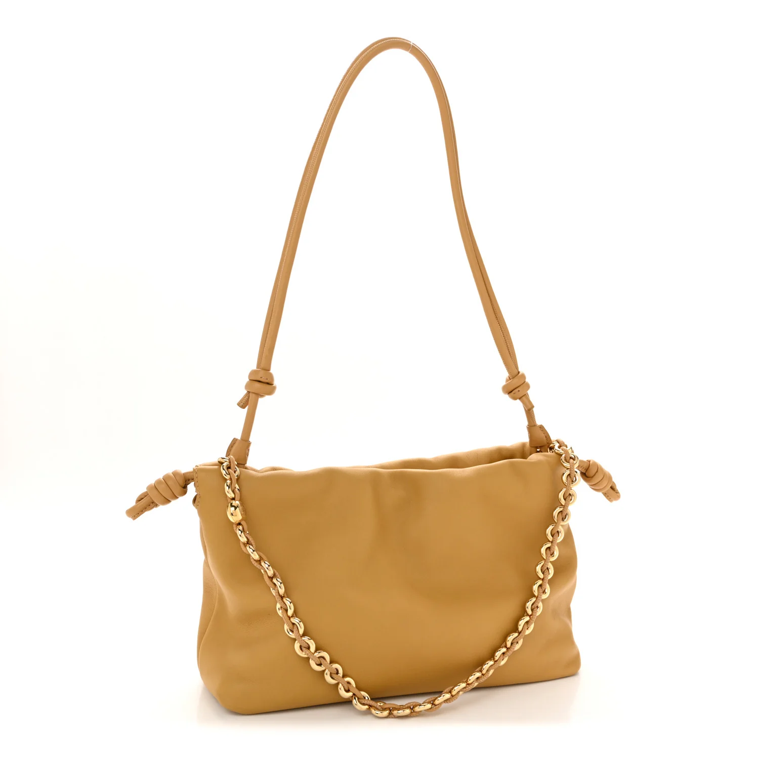 Mellow Nappa Donut Medium Chain Flamenco Knot Clutch Sahara - Top Club