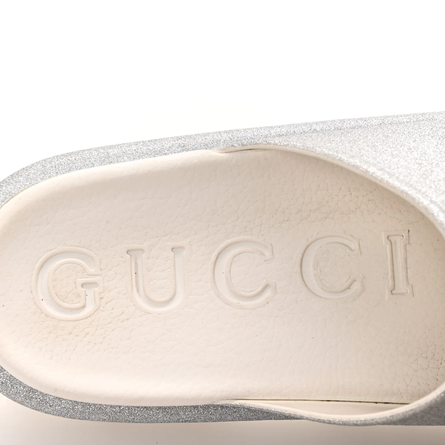 Glitter Rubber Womens Interlocking G Platform 42mm Slide Sandals 40 Silver - Top Club