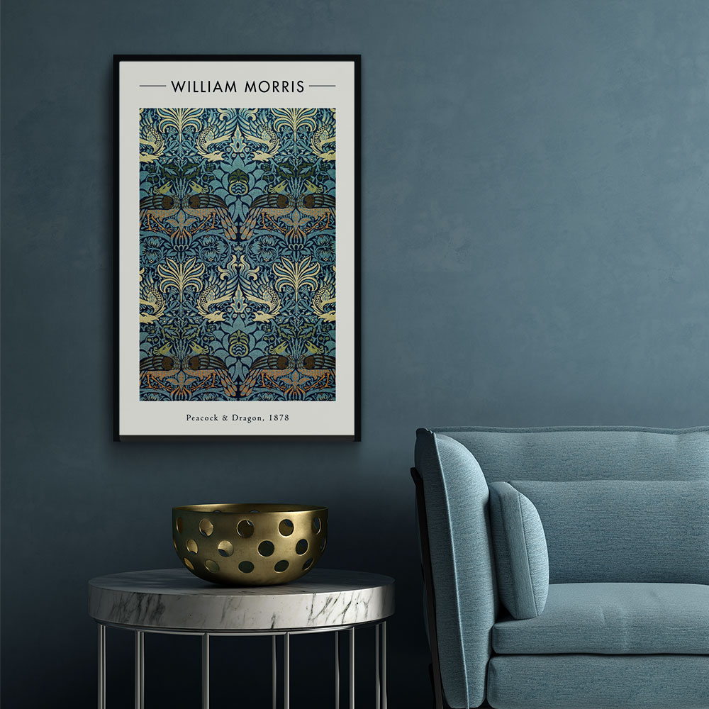 Walljar plexiglas schilderij - William Morris - Peacock and Dragon Plexiglas schilderij - 150 x 225 cm