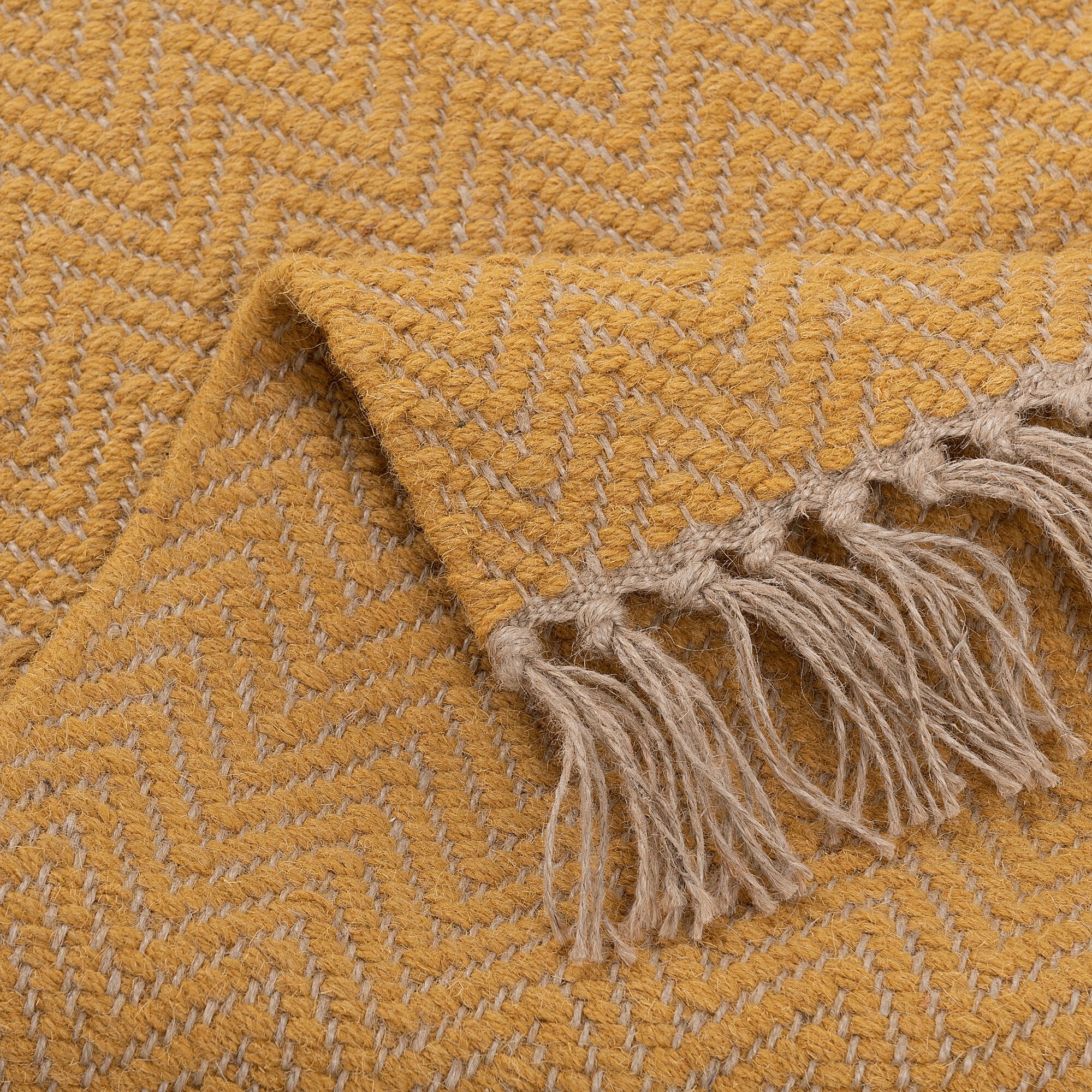 TURAU - Tapis de couloir et laine et jute 60x200cm - jaune