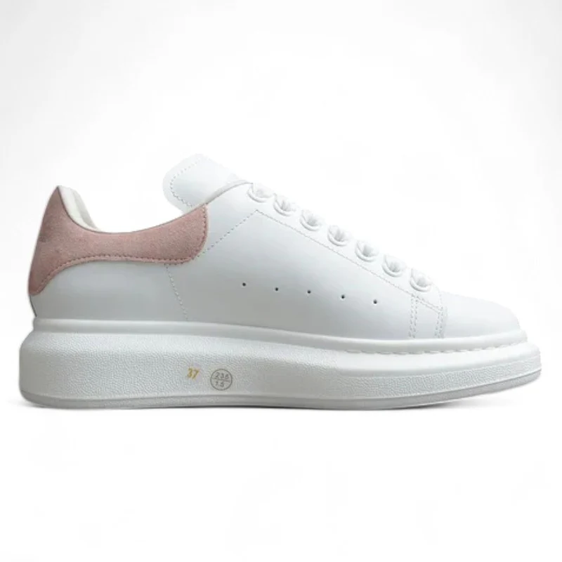Alexander McQueen White Oversized Sneaker with Pink Suede Heel Tab - Sneaker Replica Workshop