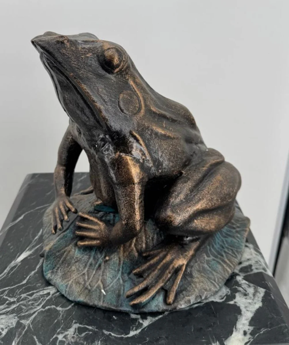 Cast iron decorative frog bronze / turquoise H. 24 cm - decorative figure