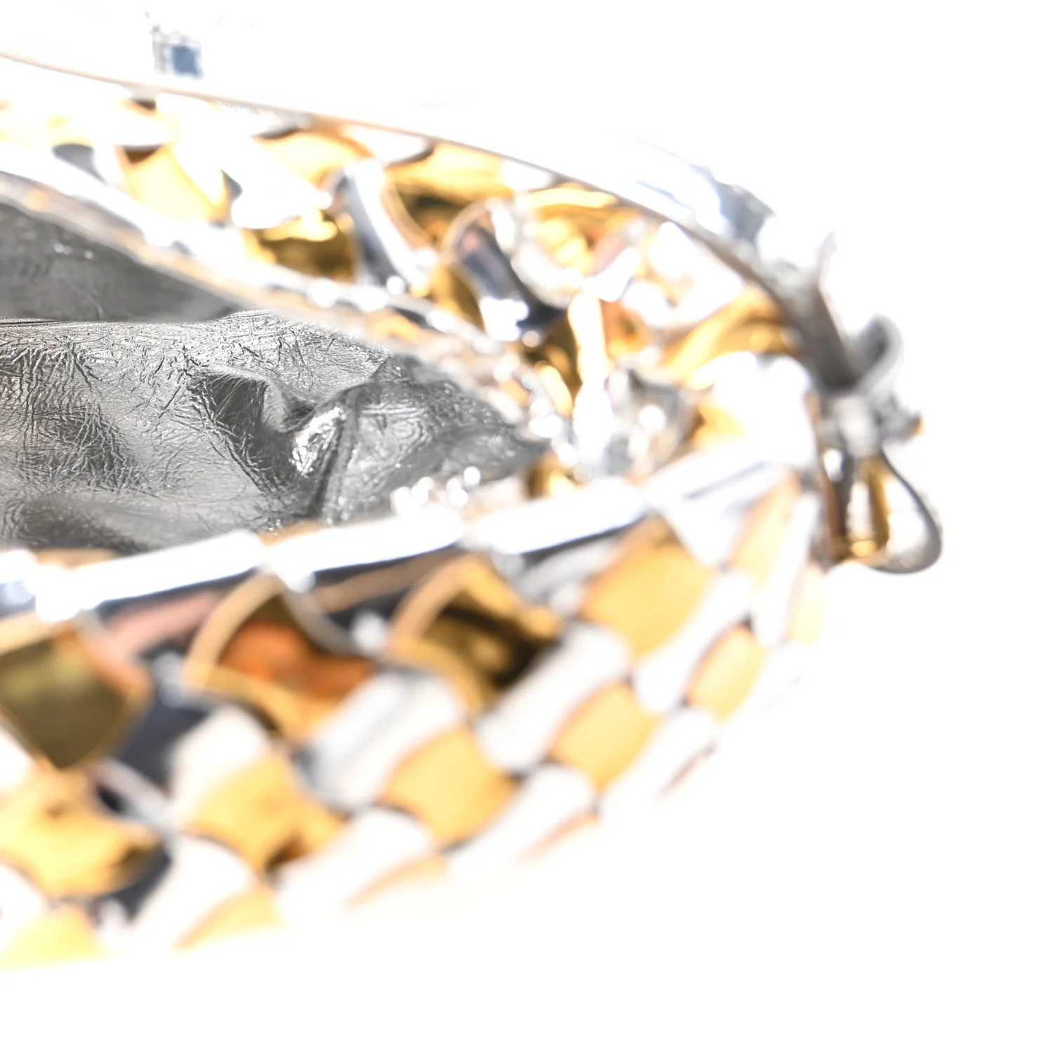 Metallic Lambskin Intrecciato Mini Hop Silver Gold - Top Club