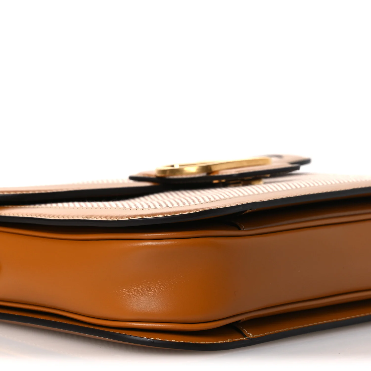 Smooth Calfskin Canvas 9to5 Shoulder Bag Natural Golden - Top Club